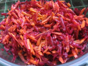 Carrot salad with pickled beets.